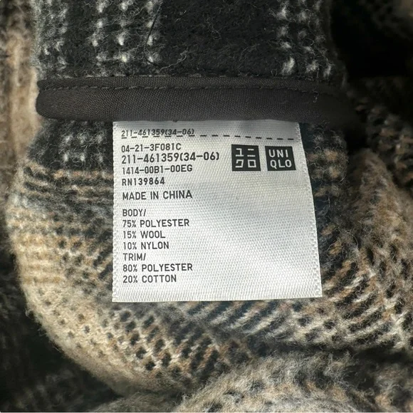 Clare Waight Keller x Uniqlo Black Cream Loose Fit Plaid Flannel Shirt Jacket - Picture 9 of 11